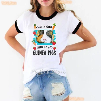 Sadece Bir Kız Seven Gine Domuz Grafik Baskı T Shirt Kadın Giyim Komik hoş T-Shirt Femme Harajuku Gömlek Streetwear