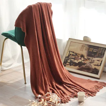 Saf Renk Battaniye İskandinav Tarzı kanepe battaniyesi Yatak Ucu Battaniye örgü battaniye Ofis Şal Şönil Yatak Ucu Havlu Ev Eşyaları