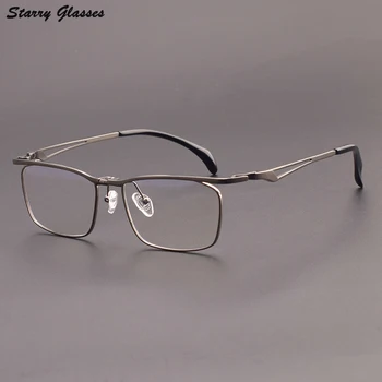 Saf Titanyum Erkek Gözlük Kare En Kaliteli El Yapımı Gözlük Çerçevesi Retro Optik Miyopi Okuma Kişiselleştirilmiş Kadın Gözlük