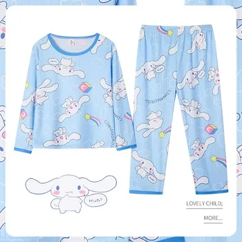 Sanrios Kuromi Anime Kawaii çocuk pijamaları kadın İlkbahar ve Sonbahar Uzun Kollu İnce Karikatür Sevimli Ev Seti Yılbaşı Hediyeleri