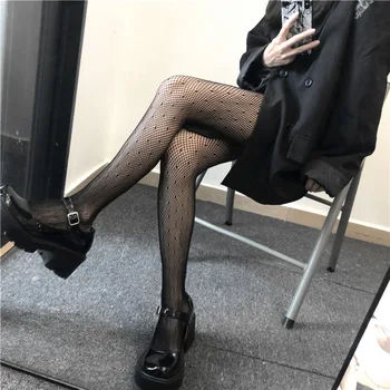 Seksi bayanlar külotlu çorap seksi siyah ipek polka dot net çorap çorap içi boş naylon kalp baskı külotlu çorap