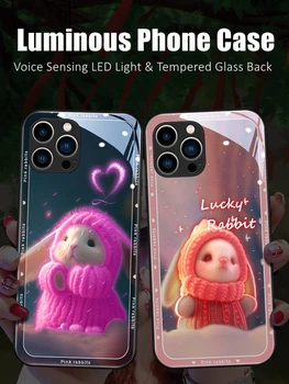Sevimli Bebek led ışık parlayan Aydınlık temperli Cam TPU Telefon Kılıfı için Samsung S24 S22 S23 Not 10 20 A14 A54 A73 Artı Ultra