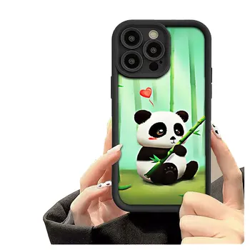 Sevimli Panda Telefon Kılıfı için iPhone 15 14 13 12 11 Pro Max Artı 13 Mini X XR XS MAX 8 7 Her şey dahil Anti-damla Yumuşak Kapak