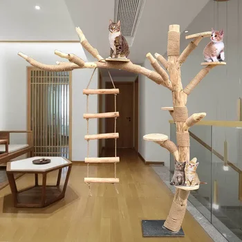 Simülasyon Kedi Ağacı Büyük Ölü Ağaç Şekli Gerçek Gövde Kedi Tırmanma Çerçevesi Sahte Ağaçlar Sahne Oyuncak Kuş