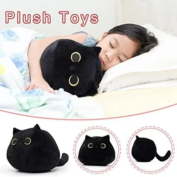 Siyah Kedi peluş oyuncak Siyah Kedi Yastık, Yumuşak Peluş Bebek Kedi Peluş Kedi Yastık, Doldurulmuş Hayvan Yumuşak Peluş Yastık Kullanımı Kolay