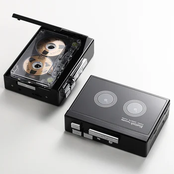 Siyah Retro Stereo Kaset Çalar Walkman Kaset Teyp Müzik Ses Otomatik Ters Bluetooth İle