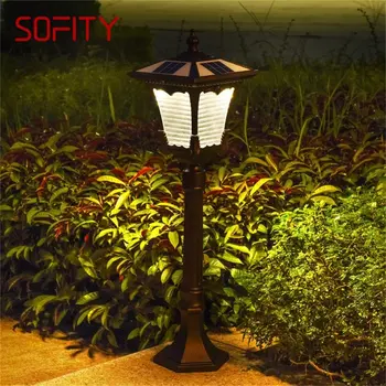 SOFİTY Açık çim lambaları Güneş Retro Kahverengi Bahçe Lambası LED Su Geçirmez IP65 Ev Dekoratif Dubleks
