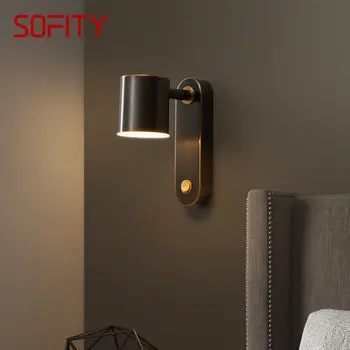 SOFİTY İskandinav bakır duvar lambası LED yaratıcı anahtarı ile siyah aplik ışık açısı ayarlanabilir dekor ev oturma odası yatak odası