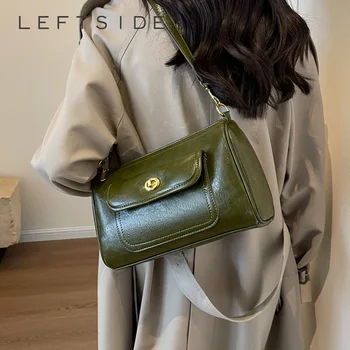 SOL TARAFA Moda kadın Küçük Deri çapraz askılı çanta bayan çanta 2023 Yeni Çapraz Vücut Kadın Yeşil omuzdan askili çanta