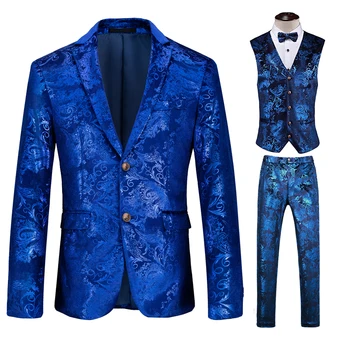 Sonbahar ve Kış Avrupa ve Birleşik Krallık Tarzı Erkekler (takım elbise + Yelek + Pantolon) Moda ve Yakışıklı Eğilim Ziyafet 3/2 Takım