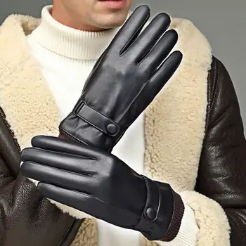 Sonbahar ve Kış dokunmatik ekran eldiveni Erkekler Kadınlar Yıkanmış Deri PU Artı Kadife Sıcak Sürüş bisiklet eldiveni