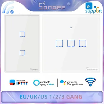 SONOFF Akıllı Duvar Anahtarı WiFi T0 TX AB / ABD / İNGİLTERE 1/2/3 Gang Uzaktan Kumanda ışık anahtarı Üzerinden Ewelink APP Alexa Google Ev İle Çalışmak
