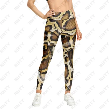Spor Tayt Kadınlar 3D Baskı Python Yılan Korku Yoga Pantolon Hızlı Kuru Leggins Gym Fitness Koşu Tayt İnce Pantolon Spor Giyim