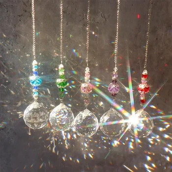 Suncatcher kristal avize dekor vitray top asılı kolye ışık Catcher yansıtıcı boncuk perde çakralar dekorasyon