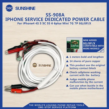 SUNSHİNE S 908A güç kablosu için iPhone 4 4 S 5 5 S 6 6 P 6 S 6SP 7 7 P 8 8 P X onarım adanmış