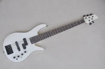Sütlü Beyaz Gövde 5 Dizeleri Elektrik Bas Gitar Gülağacı Klavye, Siyah Donanım, Özelleştirilmiş Hizmet Sunmak