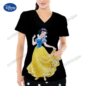 T-shirt Bayan Giyim V Yaka Kısa Kollu Tee Disney kadın Bluz günlük kıyafetler T-Shirt Kadınlar için Yaz 2023 Y2k Tops