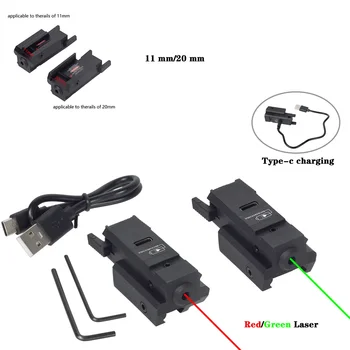 Taktik USB Şarj Edilebilir Taşınabilir Güç Tabanca Tabanca Yeşil Kırmızı Nokta Lazer Sight uzaktan kumandalı anahtar av silahı Aksesuarları