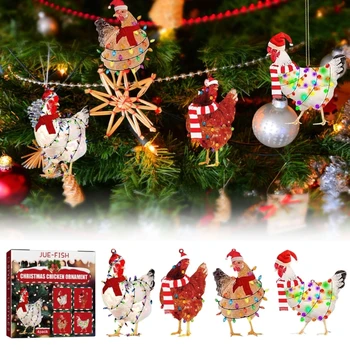 Tavuk Kolye Seti Noel Eşarp ile Tavuk Süsler Mükemmel noel dekoru ve Hediye Seçeneği 1 Takım