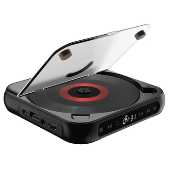 Taşınabilir CD Çalar Bluetooth Hoparlör, FM Radyo ile Duvara Monte Edilebilir CD Müzik Çalar-Siyah