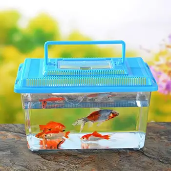 Taşınabilir Pet Yetiştiriciliği Kutusu Şeffaf Kaplumbağa Silindir Goldfish Kase Balık Tankı Sürüngen kare Kutu Rastgele Renk