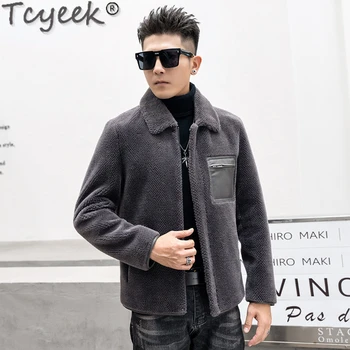 Tcyeek Streetwear Rahat Yün Ceket Erkekler Moda Kısa Ceket Kış Sıcak Koyun Shearlıng Ceketler Adam Giyim Jaqueta Masculina