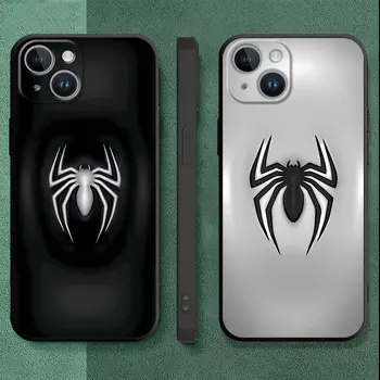 Telefon Kılıfı için iPhone SE 15 Artı 7 XS X 8 14 12 Pro Max XR 13 Mini 11 Pro Funda Çapa Kapak Marvel Örümcek Adam Logo Siyah Yumuşak