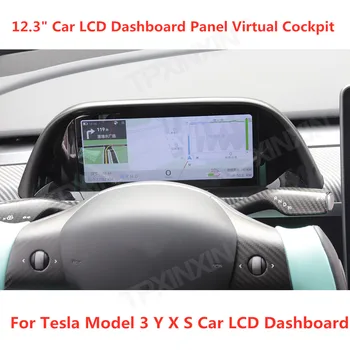 Tesla Modeli 3 Y X S Araba LCD gösterge Paneli Paneli Sanal Kokpit Küme Dijital Multimedya GPS Navi Ünitesi Hız Göstergesi