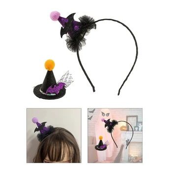 Tiaras Kızlar için Saç Şekillendirici Güzel cadı şapkası Şekli saç tokası ve Kafa Bandı Güzel Tasarım Hairband Yürümeye Başlayan Cadılar Bayramı Y1QD