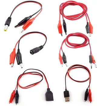 Timsah Klipleri USB Fişi Test uzatma kablosu Jumper Tel Erkek Dişi Jack Çift Prob Timsah Klip Elektrik DIY Güç Kaynağı