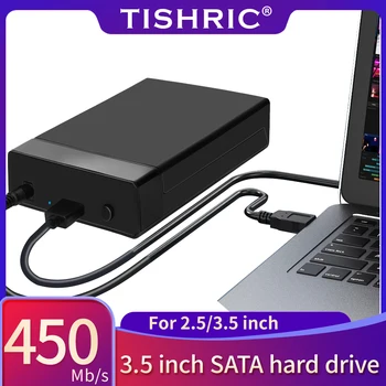 TISHRIC HDD Durumda 3.5 SATA USB 3.0 Adaptörü harici sabit disk Muhafaza ile 12 V / 2A Güç adaptör desteği UASP Aracı ücretsiz
