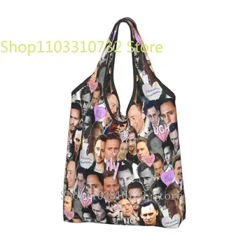 Tom Hiddleston Alışveriş Çantaları Yeniden Bakkal Tote Çanta Büyük Kapasiteli Geri Dönüşüm Çanta Kılıfı ile Makine Yıkanabilir Çanta