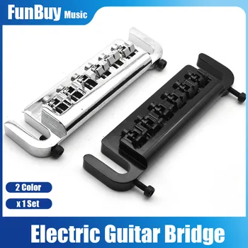 Tonlanabilir Combo Elektro Gitar Köprüsü Tailpiece Katı vücut Elektro Gitar Krom Siyah