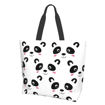 Tote Çanta Kadınlar için Sevimli Panda Bebek tekrar kullanılabilir alışveriş poşetleri Plaj Çantası