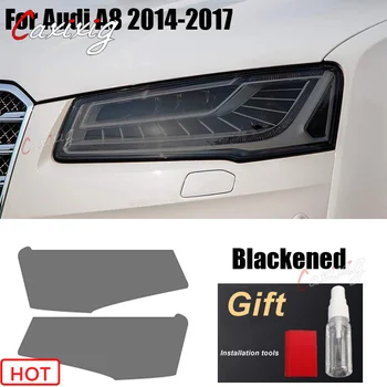TPU Araba Farlar Duman Siyah / Şeffaf Ön ışık koruyucu film Sticker Çıkartması İçin Audi A8 2014-2021 Dış Aksesuarlar