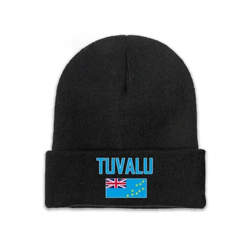 Tuvalu Ülke Bayrağı Üst Baskı Erkek Kadın Unisex Örme Şapka Kış Sonbahar Bere Kap Sıcak Kaput