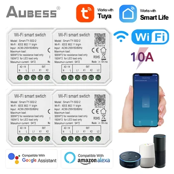 Tuya WiFi Mini Akıllı DIY ışık Anahtarı Otomasyon Modülü 2 Gang Smartlife APP Uzaktan Ses Kontrolü Alexa İle Çalışmak Google Ev