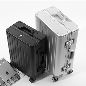 Tüm Alüminyum-magnezyum Alaşımlı Seyahat Çantası Gövde erkek İş Haddeleme Paketi Tekerlekli Arabası Bagaj Carry-Ons Kabin Bavul