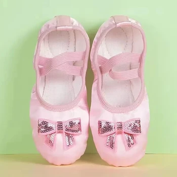 USHINE Kızlar Bale Terlik Dantel Bale Dans Ayakkabıları Dantel yay-düğüm Tuval Yumuşak Taban bale ayakkabıları Bale Terlik