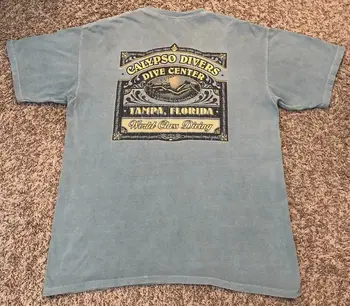 Vintage Calypso Dalgıçlar Dalış Merkezi Tampa Florida erkek tişört Boyut M