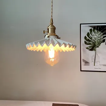 Vintage kolye ışık Japon Tarzı Beyaz seramik yatak odası için lamba yemek odası Oturma Odası Mutfak masa asılı ışık