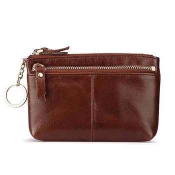 Vintage Trendleri Kadın Küçük Cüzdan Yağ Balmumu Hakiki Deri el çantası Çanta KIMLIK / Kredi Kartı Kısa Çanta Anahtarlık Tutucu