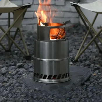 Vılead Kamp odun sobası Ekipmanları Bushcraft Paslanmaz Çelik Taşınabilir ısıtıcı Açık Turist Brülör kömür ızgara pişirme