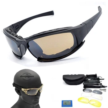 X7 Polarize Güneş Gözlüğü C5 Taktik Gözlük Airsoft Oculos Paintball Yürüyüş Askeri Gözlük Avcılık Çekim Gözlük