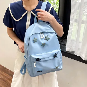 Y2k Genç Sırt Çantaları Kore Sevimli Yıldız Öğrencileri naylon Okul Çantaları Vintage Harajuku Okul Dizüstü Kitap Çantası seyahat sırt çantası Kadın