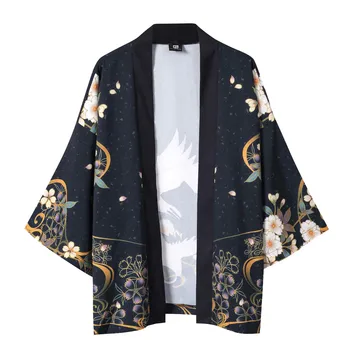 Yaz Japon Beş Nokta Kollu Kimono Erkek Ve Bayan Pelerin Jacke Üst Bluz Kısa Kollu T Shirt Erkekler İçin Y2k Üstleri Erkekler