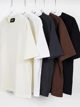 Yaz T Shirt Kadın Erkek Kahverengi Rahat Kadın Kore Streetwear Tees Unisex Temel Katı Genç Serin Üstleri