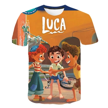 Yaz Yeni Disney Luca T-Shirt Karikatür Anime 3D Baskı Streetwear Erkekler Kadınlar Moda Büyük Boy T Shirt Çocuk Erkek Kız Tees Tops