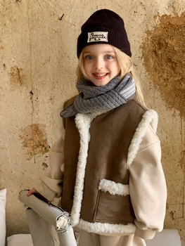 Yelek Ceket Çocuk Giyim Sonbahar Kış Erkek Kız Kore Kolsuz Ceket Bebek Kaşkorse Sıcak Kolsuz Cep
