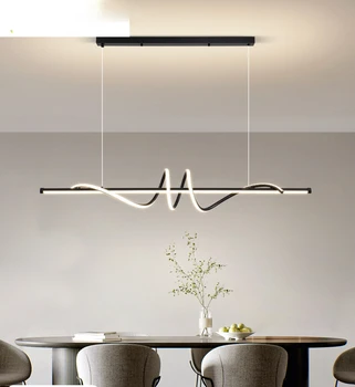 Yemek odası avize ışık lüks yemek odası yemek masası Bar lambası Modern Minimalist tasarımcı Minimalist şerit yemek odası
